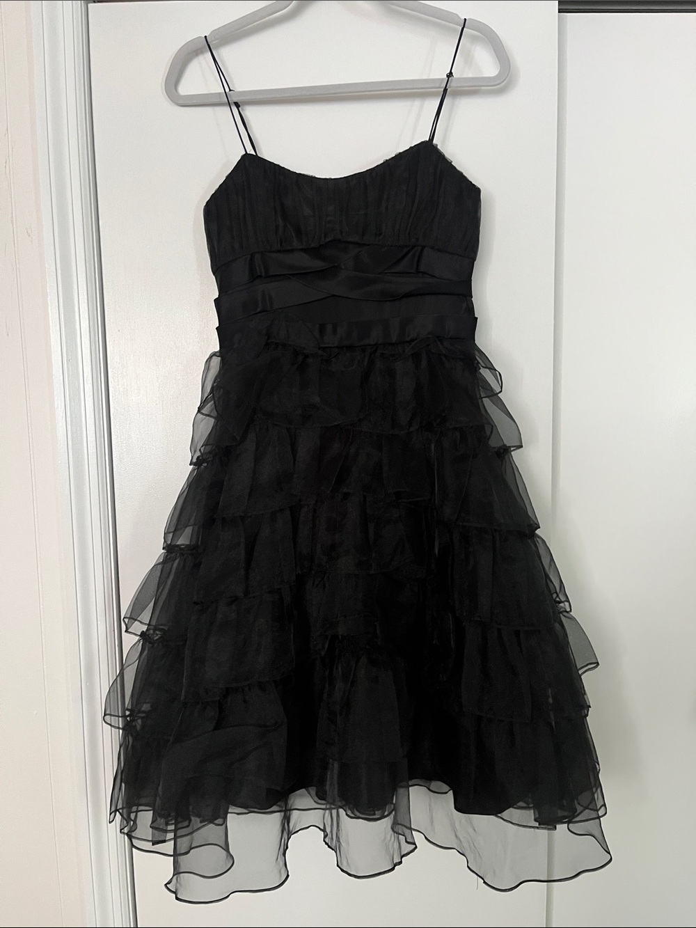 Betsey Johnson “evening” Black Spaghetti-Strap Layered Tulle Dress